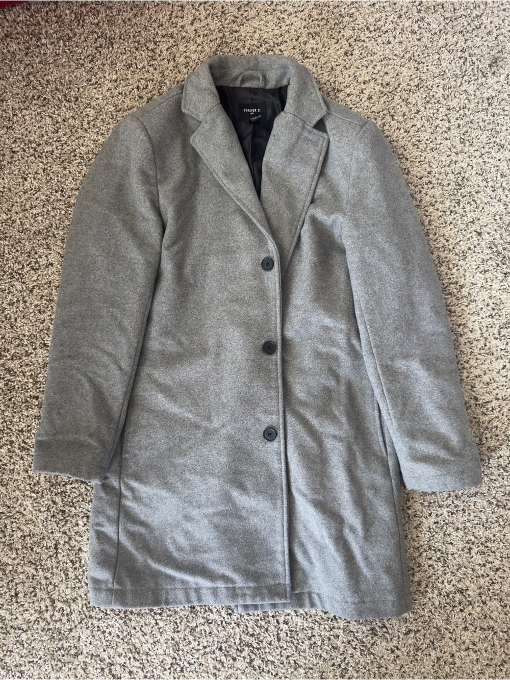 Forever 21 Light Gray Single-Breasted Pea Coat